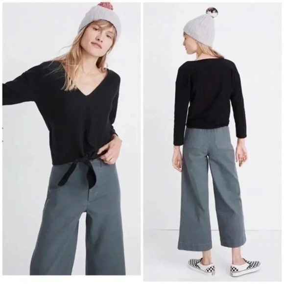 🍁 Madewell texture and thread tie front top Small - Picture 1 of 7